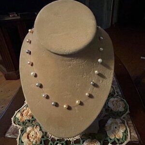 Designer Honora Colorful Pastel Statio Necklace 925 Floating Illusion Satellite